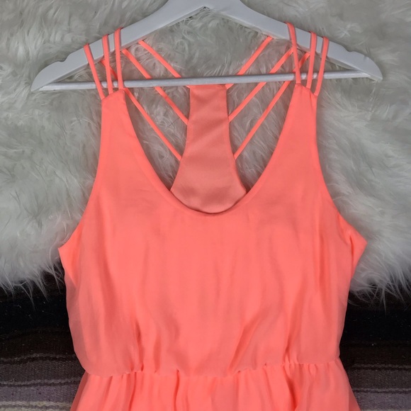 LUSH Neon Orange Mini Casual Dress Size Medium - Picture 2 of 7